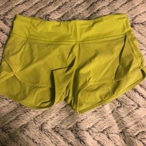 yellow/lime green lululemon shorts